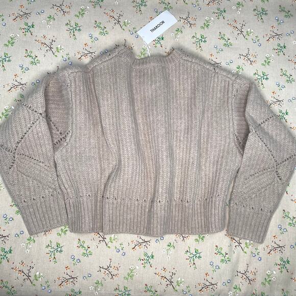 THAKOON Merino Wool Ribbed Crewneck Sweater Medium Crop Pullover Argyle Knitted - Picture 7 of 11